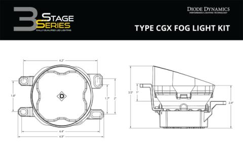 SS3 LED Fog Light Kit for 2010-2016 Toyota Sienna, Yellow SAE Fog Sport with Backlight