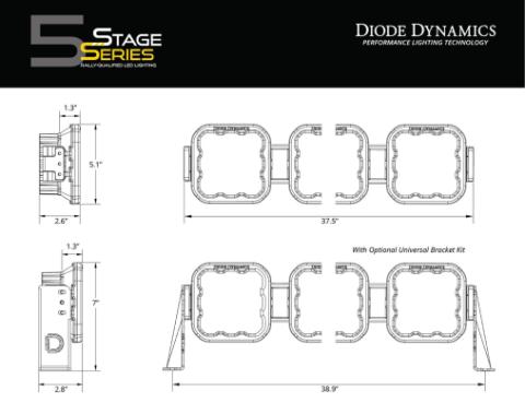 SS5 Sport Universal CrossLink 6-Pod Lightbar Yellow Driving Diode Dynamics