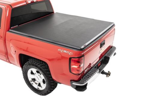 Soft Tri-Fold Bed Cover 14-18 Silverado/Sierra 1500 6 Foot 5 Inch Bed w/o Cargo Mgmt Rough Country