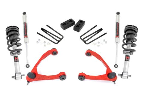 3.5 Inch Lift Kit Cast Steel M1 Strut Red Silverado/Sierra 1500 (07-13) Rough Country