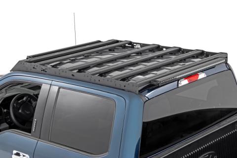 Ford Roof Rack System w/Front and Rear Facing LEDs and 40 Inch Single Row Black Series Light Bar 15-18 Ford F-150 Rough Country