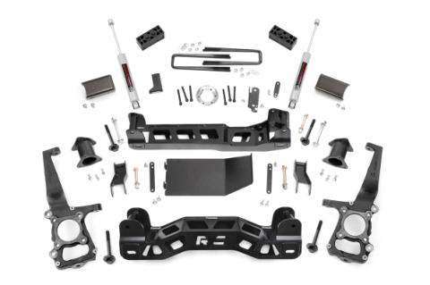 4 Inch Suspension Lift Kit Strut Spacers N3 Shocks 11-14 F-150 4WD Rough Country