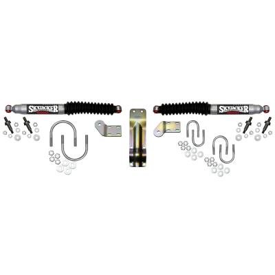 Steering Stabilizer Dual Kit Silver w/Black Boots 98-01 Dodge Ram 1500 98-02 Dodge Ram 2500 98-02 Dodge Ram 3500 Skyjacker