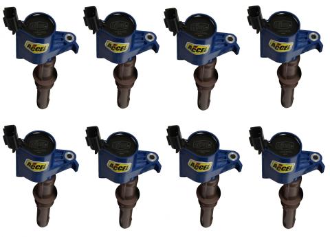Direct Ignition Coil Kit Supercoil 2008-2014 Ford 4.6L/5.4L/6.8L 3-Valve, Blue, 8-Pack Supercoil With Extended Brown Boot For 2008-2014 Ford Modular 3V 4.6L/ 5.4L / 6.8L V10 Engines ACCEL