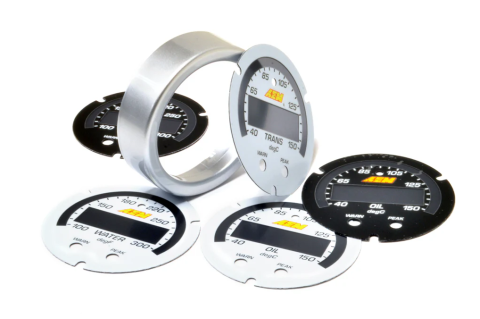 X-Series Temperature Gauge Accessory Kit Silver Bezel Black Transmission and Oil Faceplates White Water, Transmission, and Oil Faceplates AEM Electronics