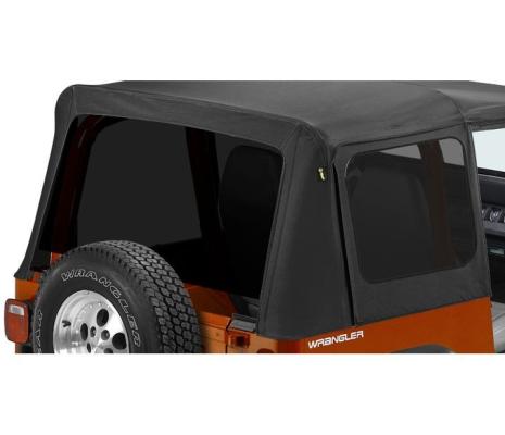 Window Replacement Set For Jeep 1988-1995 Wrangler YJ Fits Replace-A-Top 51120, 51123 Black Denim Bestop