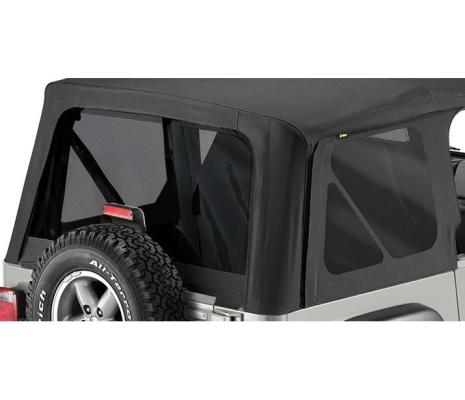 Window Replacement Set For Jeep 1997-2002 Wrangler TJ Fits Replace-A-Top 51121, 51124, 51127 Black Denim Bestop