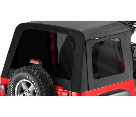 Window Replacement Set For Jeep 1997-2006 Wrangler TJ Fits Sunrider 51699, 51719 Black Denim Bestop