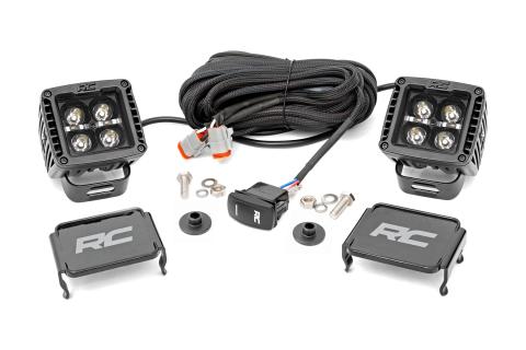 LED Light Ditch Mount 2 Inch Black Series Pair White DRL 21-Up Ford Bronco Rough Country