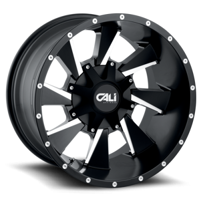 Cast Aluminum Wheels Distorted 9106 SB 22x12 Milled Spokes Satin Black 6 On 135/6 On139.7 Bolt Pattern -44 Offset Cali Offroad Wheels
