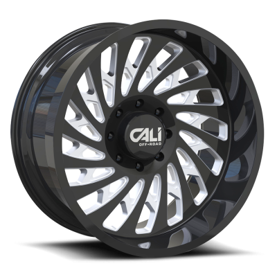 Cast Aluminum Wheels Switchback 9108 GB 20x9 Milled Spokes Gloss Black 5 On 139.7 Bolt Pattern 0 Offset Cali Offroad Wheels