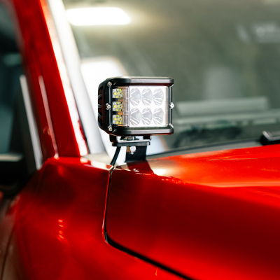 Low Profile Ditch Light Brackets Kit Fits 24-Present Toyota Tacoma/(2) 27W Side Projecting LED Pods/No Switch Cali Raised LED