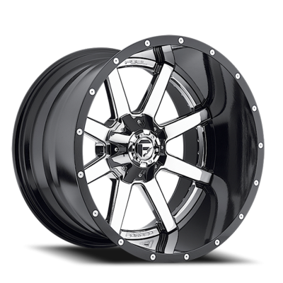 Aluminum Wheels 20X10 Maverick D260 5 On 139.7/5 On 150 Chrome/Gloss Black Lip 110.1 Bore -19 Offset Fuel Off Road Wheels