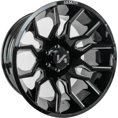 Roosevelt Off Road Wheels Gloss Black Milled Edges 20x10 6x5.5 -25 108mm Arkon Off Road