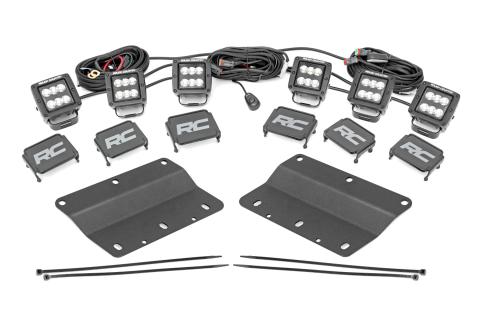 LED Light Kit Fog Mount Triple 2 Inch Black Pair Spot/Flood Ford Bronco (21-25) Rough Country