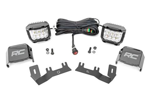 LED Ditch Light Kit 3in OSRAM Pair Wide Silverado/Sierra 1500 (14-18 & Classic) Rough Country