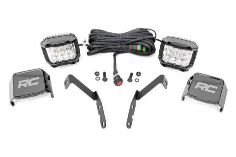 LED Light Kit Ditch Mount 3 Inch OSRAM Wide Chevy 1500 & Silverado/Sierra 2500HD/3500HD (07-14) Rough Country
