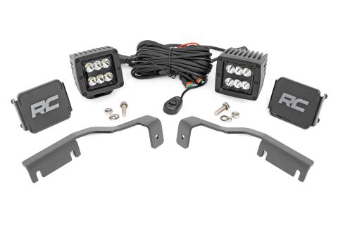 LED Light Kit Ditch Mount 2 Inch Black Pair Spot Nissan Frontier (22-26) Rough Country