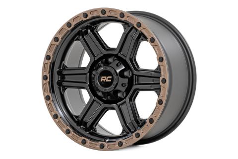 79 Series Wheel One-Piece Semi Gloss Black w/Bronze Ring 17x8.5 5x4.5 0mm Rough Country