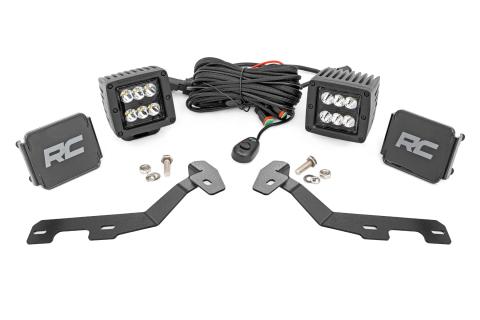 LED Light Kit Ditch Mount 2 Inch Black Pair Spot Ram 1500 2WD/4WD (19-26) Rough Country
