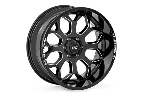 96 Series Wheel One-Piece Gloss Black 20x9 6x5.5 +0mm Rough Country