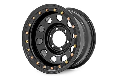Steel Simulated Bead Lock Wheel Black 15x10 5x4.5 3.30 Bore -39 Rough Country