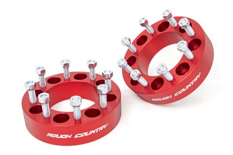 2 Inch Wheel Spacers Pair Red 12-14 Ram 2500/3500 Silverado/Sierra 2500 HD/3500 HD Rough Country