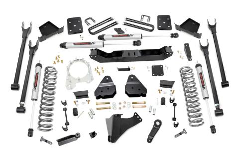 6 Inch Ford 4-Link Suspension Lift Kit Overload Springs 3.5 Inch Diam Axle w/V2 Shocks 17-19 F-250/350 4WD Diesel Rough Country