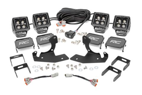 Chevrolet LED Fog Light Kit Black Series w/White DRL 07-13 Silverado 1500 Rough Country