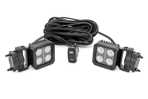LED Light Pair 2 Inch Square Flood Swivel Mount Rough Country