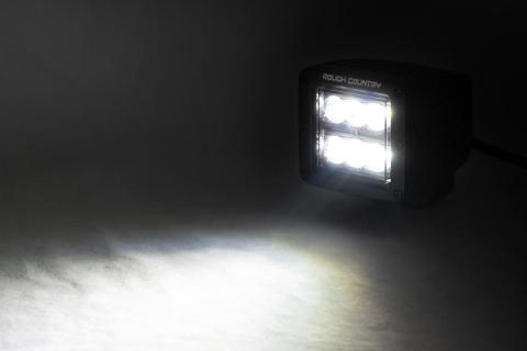 2 Inch Square Cree LED Lights Pair Black Series, Spot Beam Rough Country