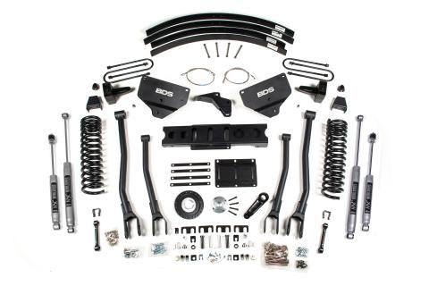 8 Inch Lift Kit w/ 4-Link Ram 3500 13-18 4WD Diesel 5 Inch Block Add A Leaf 6 Bolt Indexing Ring NX2 Nitro Shocks