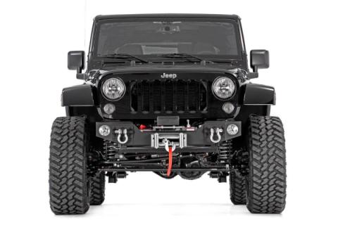 Jeep Hybrid Stubby Winch Bumper w/Fog Mounts 07-18 Wrangler JK Rough Country