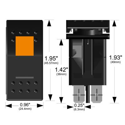 Rocker Switch On/Off 5 Pin Amber Bulldog Winch