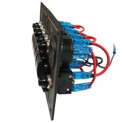 5-Switch Voltmeter Panel W/Breakers Black Bulldog Winch