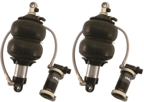 Front TQ Shockwaves 1000 Series W/ 3.6 Inch Stroke And 1.7 Inch Eye Pair Of Triple Adjustable Shock waves 6.5 Inch Dble Convoluted W/ 1/4 Inch Fittings And Bearing Spacers 1/2 Inch And 5/8 Inch 10 Inch X 13 Inch W/ A 11.5 -11.75 Inch Ride Height Ridetech