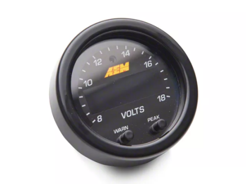X-Series Voltage Gauge Kit 8-18 Volts / Black Bezel and Volts Faceplate AEM Electronics