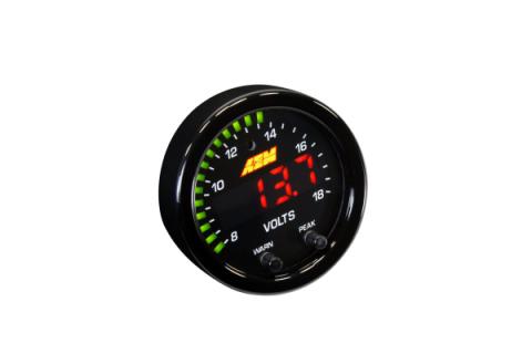 X-Series Voltage Gauge Kit 8-18 Volts / Black Bezel and Volts Faceplate AEM Electronics