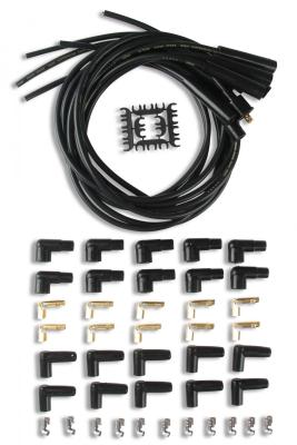 Spark Plug Wire Set- 8MM Black Wire With Black Straight Boots 4040K, Spark Plug Wires, Super Stock, Spiral Core, 8Mm, Black, Set ACCEL