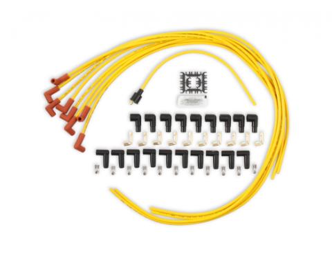 Spark Plug Wire Set 8MM Yellow With Orange 90 Deg Boots 4041 8MM Universal Fit Super Stock Spark Plug Wires Feature A Spiral Core And Yellow Silicone Jacket ACCEL