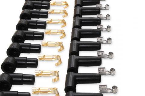 Spark Plug Wire Set 8MM Yellow With Orange 90 Deg Boots 4041 8MM Universal Fit Super Stock Spark Plug Wires Feature A Spiral Core And Yellow Silicone Jacket ACCEL