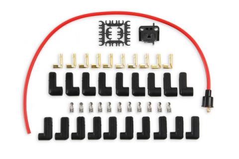 Spark Plug Wire Set 8MM Universal Red Wire With Red 90 Deg Boots 5041R, Spark Plug Wires, Super Stock, Spiral Core, 8Mm, Red, Set ACCEL