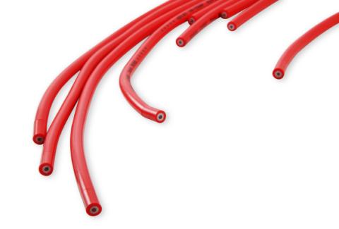 Spark Plug Wire Set 8MM Universal Red Wire With Red 90 Deg Boots 5041R, Spark Plug Wires, Super Stock, Spiral Core, 8Mm, Red, Set ACCEL