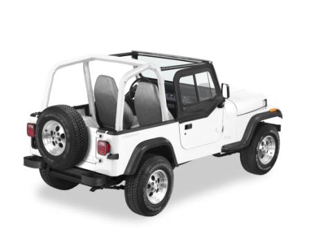 Rounded Upper Door Sliders Rear Corner Jeep 1988-1995 Wrangler YJ Fits Supertop, Sunrider or Halftop Black Denim Single Sliding Bestop