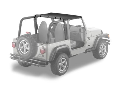 Jeep Bikini Top Strapless Standard Targa Style Bikini Top For Jeep 1997-2002 Wrangler TJ Black Denim Bestop