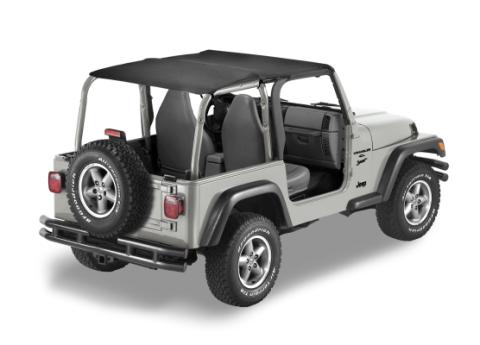 Jeep Bikini Top Header Safari Bikini Tops For Jeep 1997-2002 Wrangler TJ Black Denim Fabric Bestop