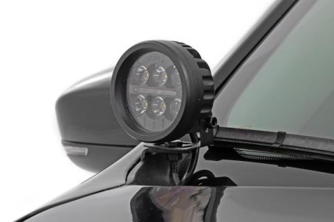 LED Light Kit Ditch Mount 2 Inch Black Pair Flood Jeep KL 14-21 Rough Country