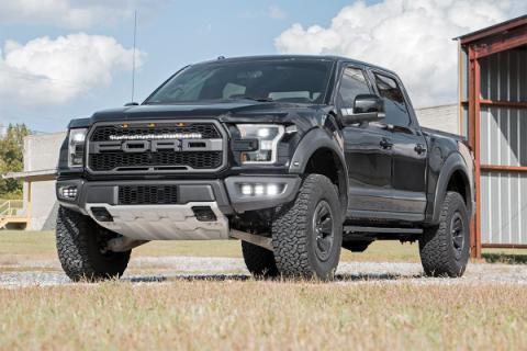 Ford Triple LED Fog Light Kit Black Series w/White DRL 17-19 F-150 Raptor Rough Country