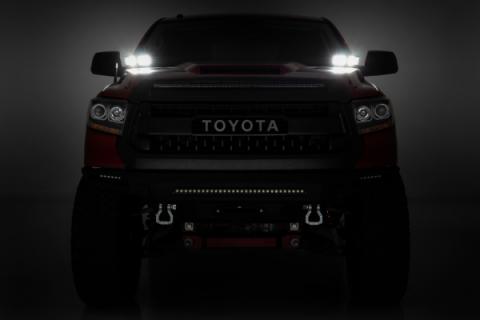 Toyota 2-inch LED Lower Windshield Ditch Kit (14-20 Tundra Black Series w/ Cool White DRL) Rough Country