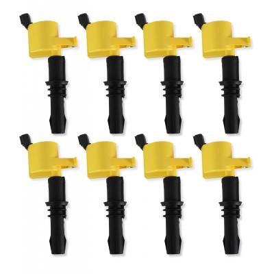 Ignition Upgrade Kit- 2004-2008 Ford 4.6L/5.4L/6.8L 3-Valve, Yellow 8-Pack Includes 8-Pack Of Hp Copper Spark Plugs (P/N 8160) &amp; 8-Pack Of Ignition Coil (P/N 140033-8) ACCEL